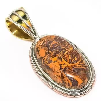 Подарочная подвеска из чистого серебра 925 пробы Natural Maryam Jasper TwoTone 1,5 дюйма g4z29