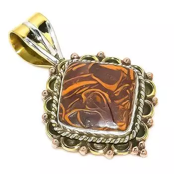 Подарочная подвеска из чистого серебра 925 пробы Natural Maryam Jasper TwoTone 1,50 дюйма L0E59