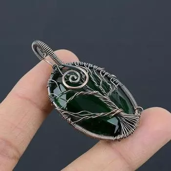 Подарочная подвеска из хромдиопсидовой медной проволоки с натуральным древом жизни 2,25 дюйма U6F81