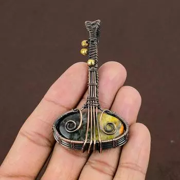 Подарочная подвеска из медной проволоки с натуральным драгоценным камнем Яшма шмеля 3,15 дюйма b7N22