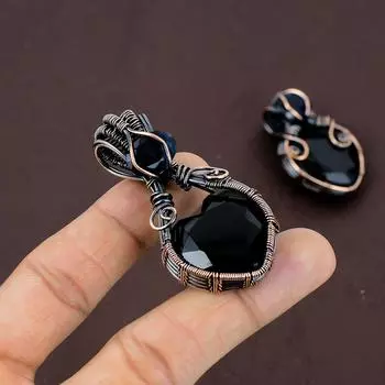 Подарочная подвеска из медной проволоки с натуральной шпинелью и голубым топазом, драгоценный камень, длина 2,36 дюйма, Y5u57