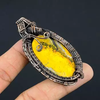 Подарочная подвеска из медной проволоки с натуральным драгоценным камнем «Шмель-пчела» и яшмой, 2,95 дюйма, W4B24