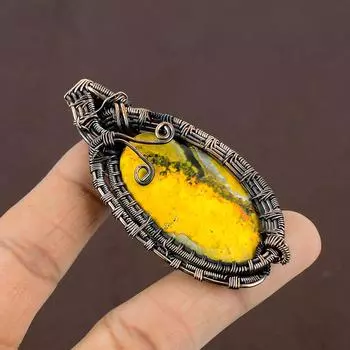 Подарочная подвеска из медной проволоки с натуральным драгоценным камнем «Шмель-пчела» и яшмой, 2,95 дюйма, W1K81