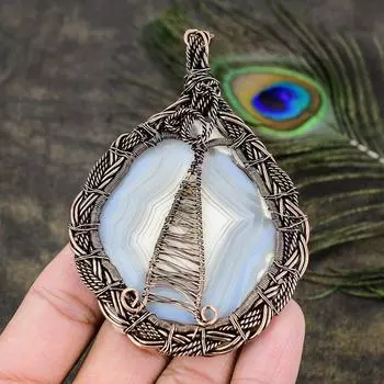 Подарочная подвеска из медной проволоки с натуральным водным камнем Ботсваны Друзи 3,70 l5S88