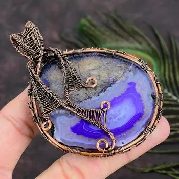 Подарочная подвеска из медной проволоки с натуральным водным камнем Ботсваны Друзи 3,55 N1V41