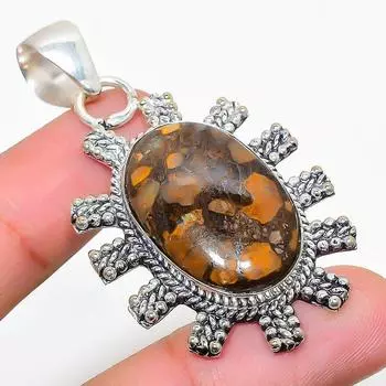 Подарочная подвеска из натурального бамбука, яшмы, стерлингового серебра 925 пробы, 2,25 дюйма, l6T22