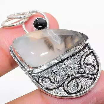 Подарочная подвеска из натурального русского дендритного серебра 925 пробы со шпинелью 1,97 дюйма T1W95