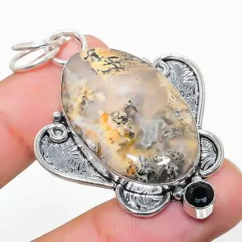 Подарочная подвеска из натурального русского дендритного серебра 925 пробы со шпинелью 2,25 дюйма M1C65