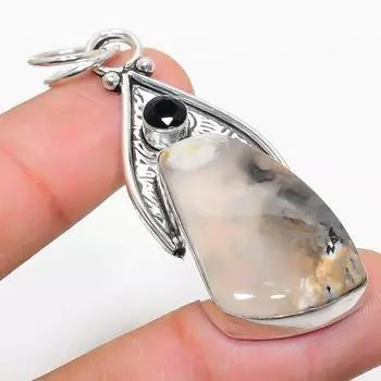 Подарочная подвеска из натурального русского дендритного серебра 925 пробы со шпинелью 2,36 дюйма Q1t72