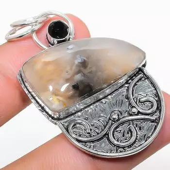 Подарочная подвеска из натурального русского дендритного серебра 925 пробы со шпинелью 2,05 дюйма i0W24