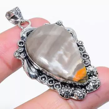 Подарочная подвеска из стерлингового серебра 925 пробы с натуральным яшмовым камнем 2,17 дюйма m0w62