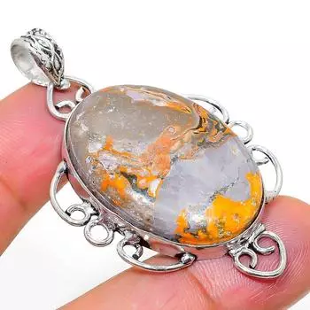 Подарочная подвеска из стерлингового серебра 925 пробы с натуральным яшмовым камнем 2,05 дюйма D9c56