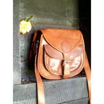 Подарочная седельная сумка из натуральной кожи для девочек, женская сумка через плечо, маленький кошелек 9 x 7 x 3 in коричневый