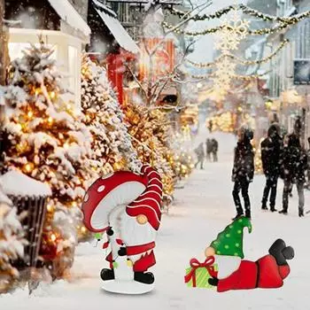 Подарочная серия Gnome Metal Insert 3 Санта-Клауса Новый Гном Санта-Клаус Двор Плагин Рождественский Декор для Сада Заднего Двора На Открытом Воздухе 1 шт. A-Smaller