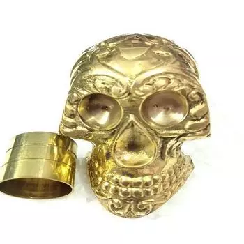 Подарочная трость с латунной ручкой в виде черепа