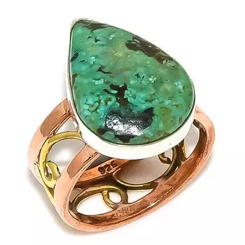 Подарочное кольцо из чистого серебра 925 пробы с натуральной тибетской бирюзой S.7 R6w08