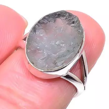 Подарочное кольцо из чистого серебра 925 пробы с натуральным аквамарином и необработанным драгоценным камнем S.6 J1z00