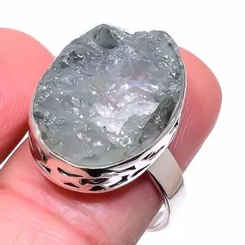 Подарочное кольцо из чистого серебра 925 пробы с натуральным аквамарином S.9 K1L71