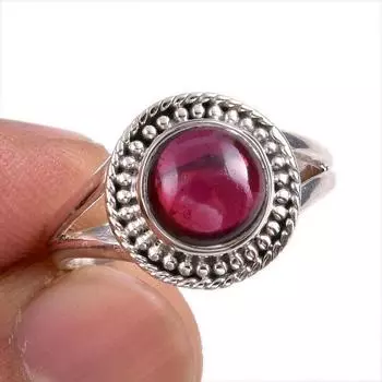 Подарочное кольцо из чистого серебра 925 пробы с натуральным гранатом ручной работы S.8 z3b82