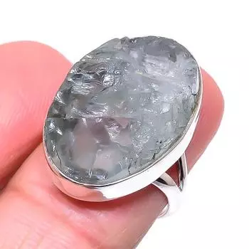 Подарочное кольцо из чистого серебра 925 пробы с натуральным аквамарином S.7 M2A24