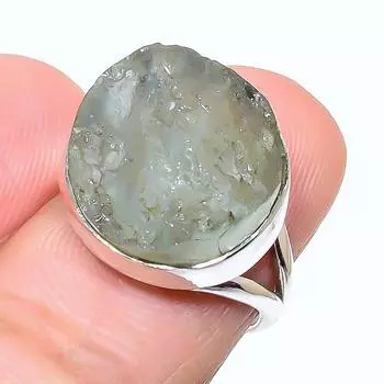 Подарочное кольцо из чистого серебра 925 пробы с натуральным аквамарином S.7 z0E23