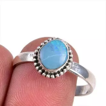 Подарочное кольцо из чистого серебра 925 пробы с натуральным австралийским опалом S.10 y4p51