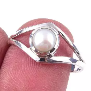 Подарочное кольцо из чистого серебра 925 пробы с натуральным жемчугом ручной работы, размер 8 t3r70