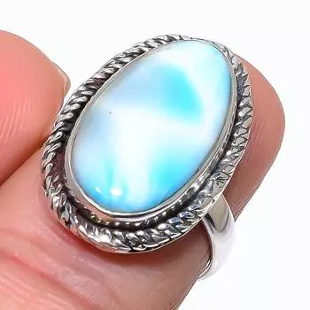 Подарочное кольцо из чистого серебра 925 пробы с драгоценным камнем Natural Republic Larimar S.7 t6U90