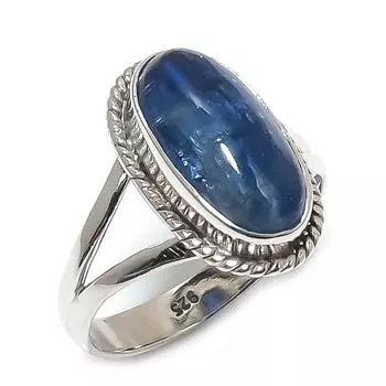 Подарочное кольцо из чистого серебра 925 пробы с натуральным кианитом ручной работы S.8 E3w11