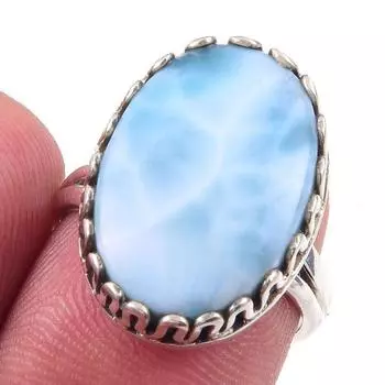 Подарочное кольцо из чистого серебра 925 пробы с драгоценным камнем Natural Republic Larimar S.6 w2M40