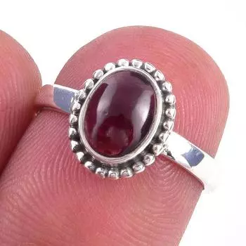 Подарочное кольцо из чистого серебра 925 пробы с натуральным гранатом, размер 6 V4p85