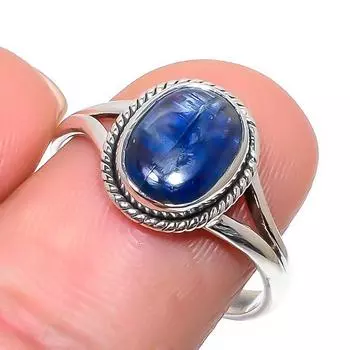 Подарочное кольцо из чистого серебра 925 пробы с натуральным кианитом ручной работы S.9 E6r22