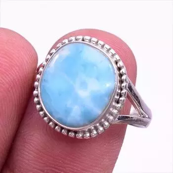 Подарочное кольцо из чистого серебра 925 пробы с драгоценным камнем Natural Republic Larimar S.9 y6N64