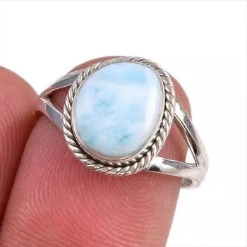 Подарочное кольцо из чистого серебра 925 пробы с драгоценным камнем Natural Republic Larimar S.7 y1D23