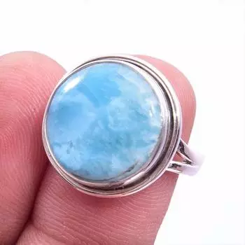 Подарочное кольцо из чистого серебра 925 пробы с драгоценным камнем Natural Republic Larimar S.7 v0c70