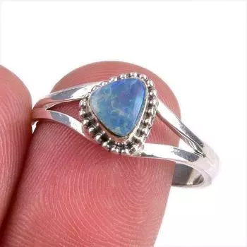 Подарочное кольцо из чистого серебра 925 пробы с натуральным австралийским опалом ручной работы S.9.5 W8N82