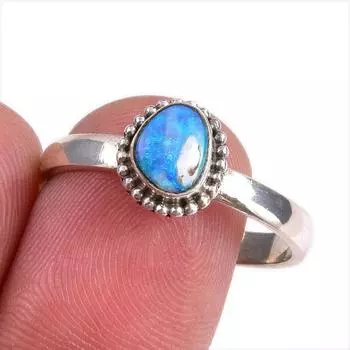 Подарочное кольцо из чистого серебра 925 пробы с натуральным австралийским опалом S.10 g2d43