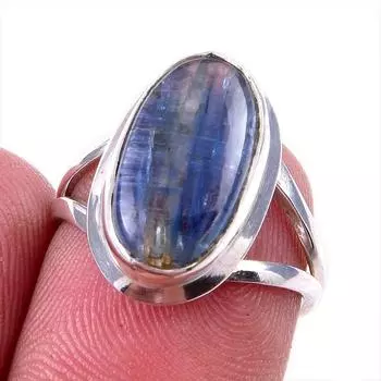 Подарочное кольцо из чистого серебра 925 пробы с натуральным кианитом ручной работы S.6 r5w81