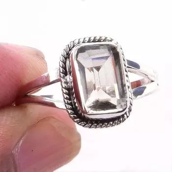 Подарочное кольцо из чистого серебра 925 пробы с натуральным зеленым аметистом S.6.5 I6Q04