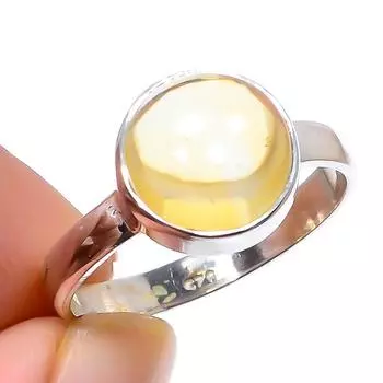 Подарочное кольцо из чистого серебра 925 пробы с натуральным цитрином, ручной работы, размер S.7 f9a10