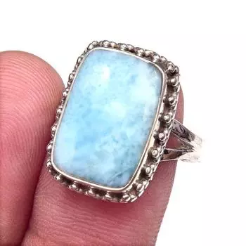 Подарочное кольцо из чистого серебра 925 пробы с драгоценным камнем Natural Republic Ларимар S.8 E1v00
