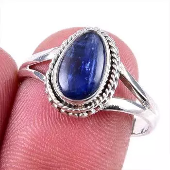 Подарочное кольцо из чистого серебра 925 пробы с натуральным кианитом ручной работы S.9 F7Y92