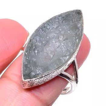 Подарочное кольцо из чистого серебра 925 пробы с натуральным аквамарином и необработанным драгоценным камнем S.10 y5R30
