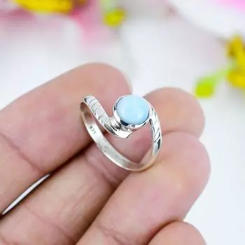 Подарочное кольцо из чистого серебра 925 пробы с драгоценным камнем Natural Republic Larimar S.12 y2g93
