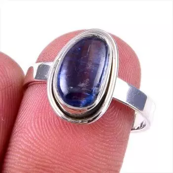 Подарочное кольцо из чистого серебра 925 пробы с натуральным кианитом, ручной работы, размер 8 I5h79