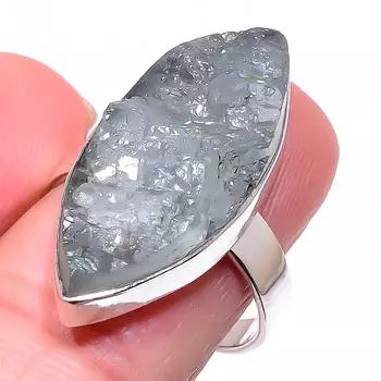 Подарочное кольцо из чистого серебра 925 пробы с натуральным аквамарином S.9 T9j12