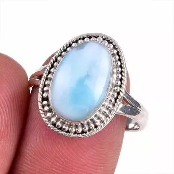 Подарочное кольцо из чистого серебра 925 пробы с драгоценным камнем Natural Republic Larimar S.9 s4Y07