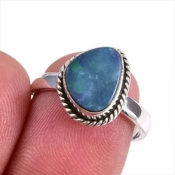 Подарочное кольцо из чистого серебра 925 пробы с натуральным австралийским опалом ручной работы S.6.5 a2J93