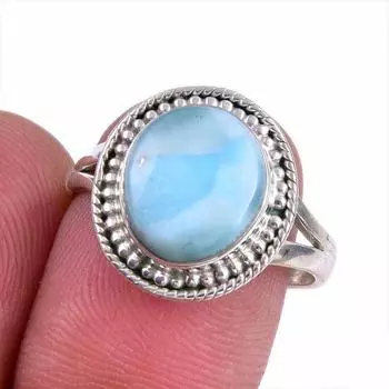 Подарочное кольцо из чистого серебра 925 пробы с драгоценным камнем Natural Republic Larimar S.8 y2t41