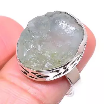 Подарочное кольцо из чистого серебра 925 пробы с натуральным аквамарином S.9 j9T37